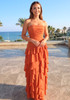 Strapless Ruffle Maxi Dress Orange