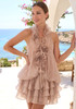 Floral Ruffle Dress Light Brown