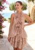Floral Ruffle Dress Light Brown