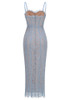 Structured Lace Midi Dress Blue