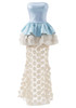 Strapless Floral Peplum Maxi Dress Light Blue Ivory