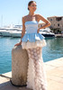 Strapless Floral Peplum Maxi Dress Light Blue Ivory