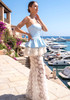Strapless Floral Peplum Maxi Dress Light Blue Ivory