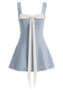 Bow Detail A Line Dress Blue Ivory