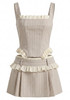 Ruffle Detail Corset Two Piece Dress Ivory