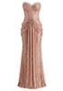 Strapless Bustier Sequin Maxi Dress Coral Pink