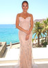 Strapless Sequin Pearl Corset Maxi Dress Nude Pink