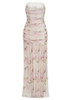 Strapless Draped A Line Maxi Dress Floral