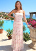 Strapless Draped A Line Maxi Dress Floral