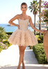 Strapless Embellished Ruffle Dress Nude