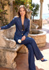 Long Sleeve Denim Suit Blue