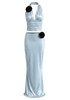 Halter Floral Detail Two Piece Maxi Dress Blue