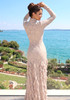 Long Sleeve Lace Ruffle Maxi Dress Nude