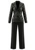 Sequined Lace Suit Black