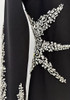 Long Sleeve Crystal Embellished Midi Dress Black