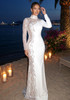 Long Sleeve Sequin Pearl Maxi Dress White