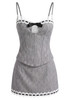 Lace Trim Two Piece Dress Grey