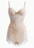 Lace Insert Corset Two Piece Dress Nude