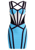 Strappy Colorblock Dress Blue Black White