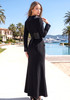 Long Sleeve Corset Detail Maxi Coat Dress Black
