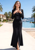 Long Sleeve Corset Detail Maxi Coat Dress Black