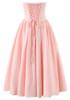Strapless Bustier A Line Midi Dress Pink