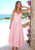 Strapless Bustier A Line Midi Dress Pink