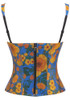 Floral Structured Bustier Top Blue Orange