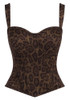 Animal Print Structured Bustier Top Brown