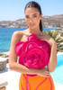 Strapless Floral Detail Maxi Dress Hot Pink Orange