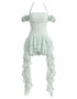 Halter Corset Ruffle Maxi Dress Green