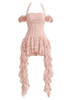 Halter Corset Ruffle Maxi Dress Pink