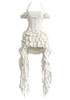 Halter Corset Ruffle Maxi Dress White