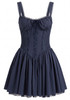 Lace Insert A Line Corset Dress Navy Blue