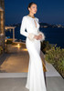 Long Sleeve Feather Embellished Maxi Dress White