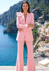 Long Sleeve Floral Detail Suit Pink