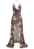 Halter Floral Maxi Dress Brown