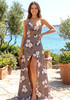 Halter Floral Maxi Dress Brown