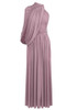 One Sleeve Draped Maxi Dress Dusty Pink