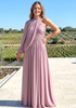 One Sleeve Draped Maxi Dress Dusty Pink