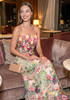 Strapless Floral Embroidered Maxi Dress Hot Pink Green
