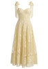 Floral A Line Bustier Midi Dress Yellow