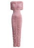 Draped Bardot Maxi Dress Pink