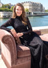 Long Sleeve Crystal Detail A Line Lace Maxi Dress Black