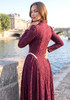 Long Sleeve Crystal Detail A Line Lace Maxi Dress Burgundy