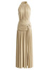 Halter Draped A Line Maxi Dress Light Nude
