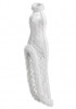 Halter Mesh Ruffle Lace Maxi Dress White