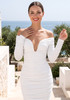 Long Sleeve Bardot Draped Midi Dress White