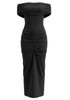 Bardot Ruched Maxi Dress Black