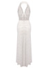 Halter Draped Lace Maxi Dress White